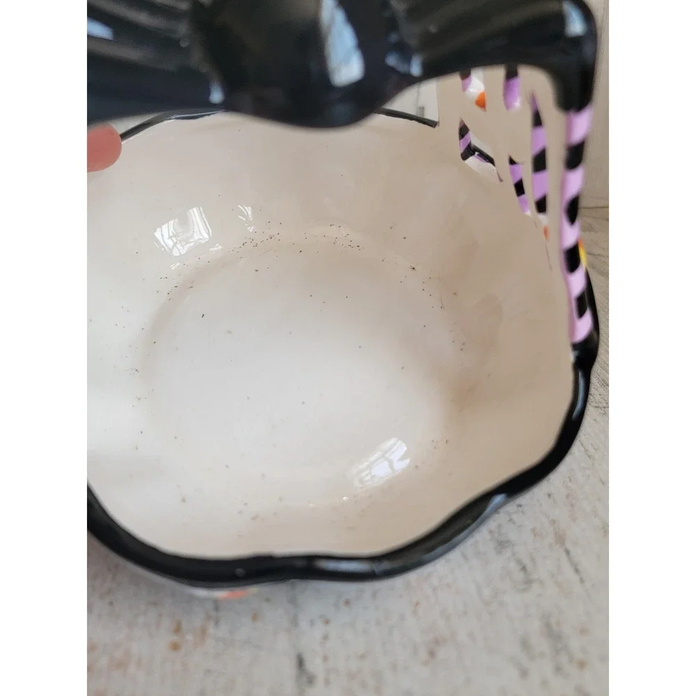 Halloween ceramic spider candy corn bowl dish spider web Unique Home decor